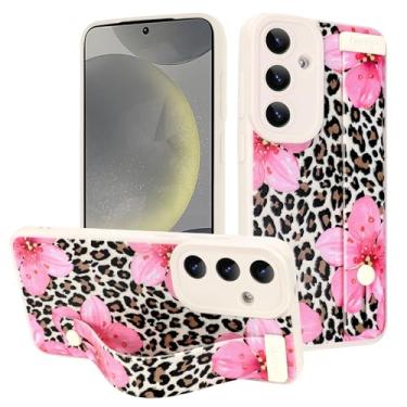 Imagem de MOWIME Capa para Samsung Galaxy S24 com alça de pulso, linda flor floral, leopardo, estampa de guepardo, capa de telefone TPU macio para mulheres e meninas, capa slim fit com pulseira ajustável