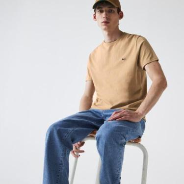 Imagem de Camiseta Lacoste de Algodão Pima, Beige, M