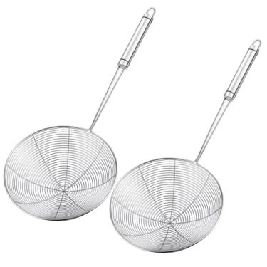 Imagem de 2 Escumadeira Fritadeira de Inox Redonda para Frituras Peneira Pastel Batata Utensilio Cozinha Kit