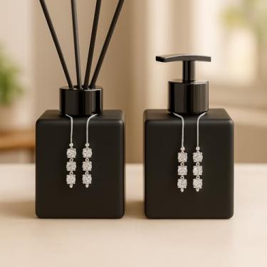 Imagem de Kit Lavabo Luxuoso de Vidro Cubo 250ml – Sabonete Líquido + Difusor de Ambientes, Design Sofisticado, Ideal para Presente e Decoração(Preto Fosco C/Preto)