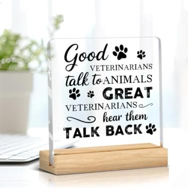 Imagem de Decoração de casa de fazenda engraçada, bons veterinários falam com animais, placa decorativa de mesa transparente, placa de acrílico inspiradora para mesa, prateleira, escritório, sala de estar