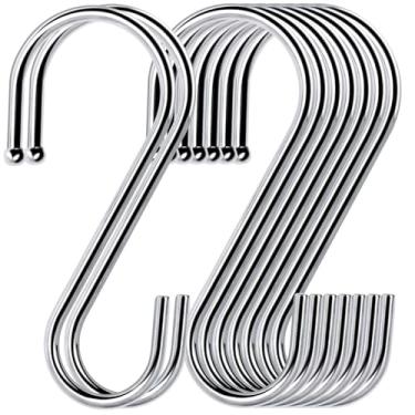 Imagem de ESFUN Pacote com 24 ganchos redondos em forma de S ganchos de cozinha ganchos resistentes em forma de S para armário organizador de utensílios rack barra de cabide para garagem ao ar livre organização de armazenamento doméstico
