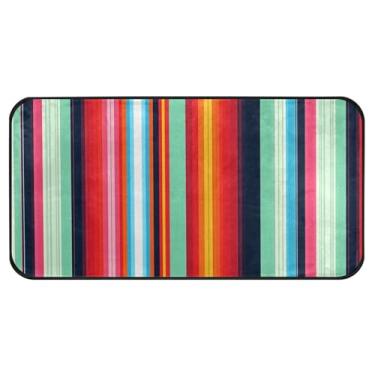 Imagem de Gredecor Tapetes de cozinha com tema mexicano, antiderrapante, cor mexicana, listras serape, tapetes de cozinha para piso de borracha para ambientes internos e externos, tapete de entrada, tapetes