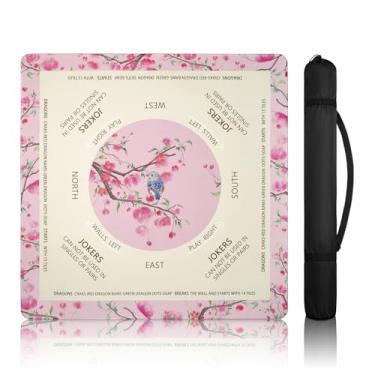 Imagem de Mahjong Mat for Table with Rules – Noise-Reducing 32.6"x32.6" Mahjong Table Cover, Waterproof Non-Slip Table Cloth for American Mahjong, Poker, Card & Board Games, Campact with Travel Bag (Pink)