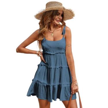 Imagem de Vestido Narecte Summer Cami Beach Boho Wedding Guest Dustyblue M