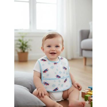 Imagem de Babador Impermeavel Com Bolso Cata Migalhas Unissex Infantil Buba - Pi