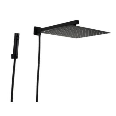 Imagem de Ducha Chuveiro Inox 304 30x30 cm Preto Fosco com Ducha Manual em ABS -