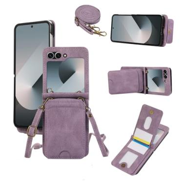 Imagem de Asuwish Capa de telefone para Samsung Galaxy Z Flip 5 5G 2023 capa carteira com alça de pulso couro flip suporte para cartão de crédito acessórios celulares ZFlip5 Z5 G Flip5 ZFlip 5Z mulheres homens