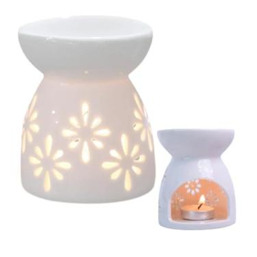 Imagem de Difusor Rechaud de Porcelana Para Óleos Essenciais e Wax Melts Branco