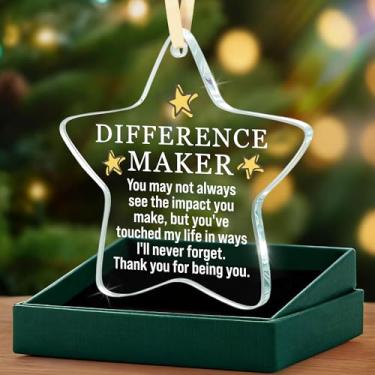 Imagem de Thank You Teacher Gifts, Appreciation Mentor, Nurse, Boss, Coworker, Difference Maker Star Christmas Glass Ornament for Teacher End of Year/School, Natal, Formatura, Dia dos Namorados ou Ação de