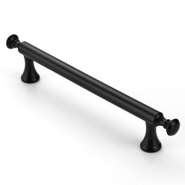 Imagem de Dazzleeta Pacote com 10 puxadores de armário de cozinha de 9,5 cm (3 3/4 pol.) Puxadores de gaveta pretos foscos puxadores de porta de armário vintage