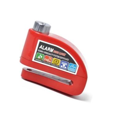 Imagem de Trava de Disco com Alarme para Moto, Liga Metálica, 110dB, Resistente à Água, Azul/Vermelho/Preto, com 2 Chaves, 13,5x7x19cm (Vermelho)