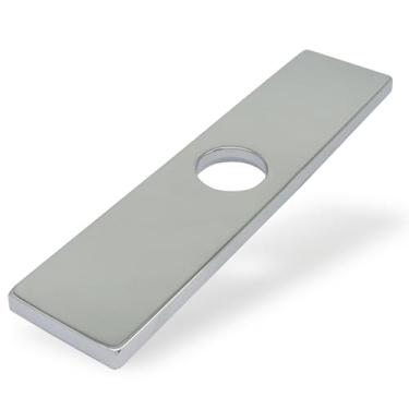Imagem de Murtenze Tampa do furo da torneira da pia de 25,4 cm, cromo 1 ou 3 furos tampa retangular longa placa de torneira de aço inoxidável para banheiro cozinha pia de vaidade