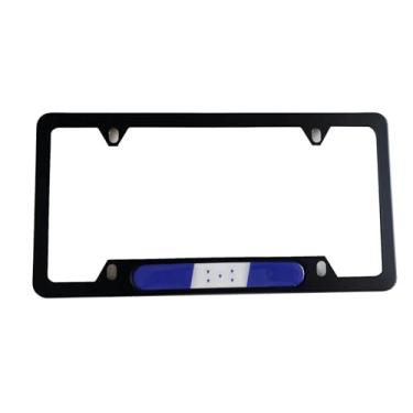 Imagem de AJSDFGSH 1 peça Suporte de moldura de placa de licença de bandeira de Honduras aço inoxidável acessórios de carro caminhão preto, SHFG24