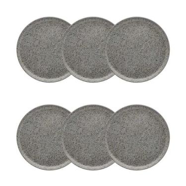 Imagem de Jogo 6 Pratos Rasos Oxford 26 cm Flat Gray em Cerâmica Decorada