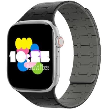 Imagem de Pulseira magnética de silicone para Apple Watch Ultra 1, 2, 3, séries 11, 10, 9, 8, 7, 6 (49/46/45/44/42 mm) – pulseira ajustável para Apple Watch com ímãs – lindas pulseiras femininas para Apple