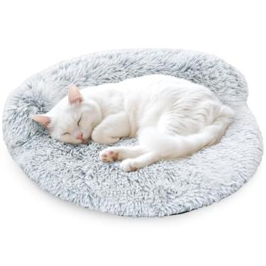 Imagem de Arquiel Cama de gato redonda, almofada de sofá de cachorro pequeno ultramacia lavável, tapete de dormir antiderrapante para gatinhos e filhotes (61 × 61 cm, cinza)