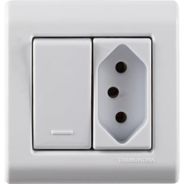 Imagem de Caixa De Sobrepor Com 1 Interruptor Simples 10 A 250 V E 1 Tomada 2p+t 10 A 250 V Tramontina Lizflex Branca