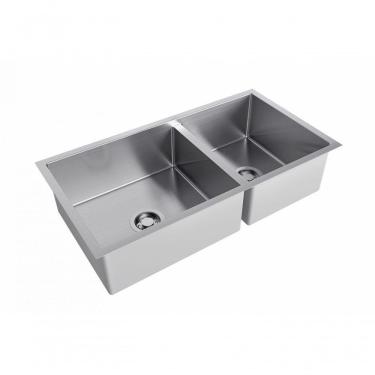 Imagem de Cuba Dupla De Embutir Quadratino Reversível Aço Inox Escovado - Debacco