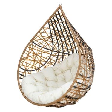 Imagem de Cadeira Balanço Ninho Suspenso Gota Tramado C- Almofada Acesse Móveis Caramelo-branco Gelo