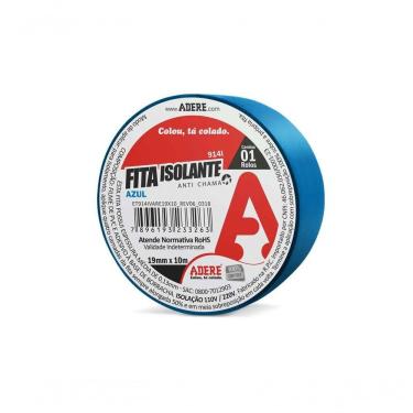 Imagem de Fita Isolante Adere Colorida 19mmx10m Azul C/6pcs