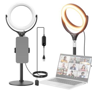 Imagem de NEEWER Basics Anel de luz de mesa de 7 polegadas com suporte/suporte de telefone compatível com iPhone, 10W CRI95+ luz de selfie LED bicolor para gravação TikTok, laptop, webcam, zoom, iluminação de