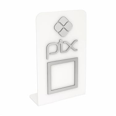 Imagem de Placa Pix QR Code Display Para Pagamentos Acrílico 3mm Branco (branco + prata)