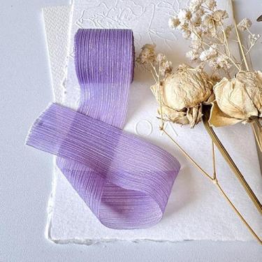 Imagem de Fita de organza transparente, fita de chiffon de 4,8 cm de largura, 5 metros/rolo para embrulho de presente, buquê de casamento, decoração de artesanato DIY - 1 rolo
