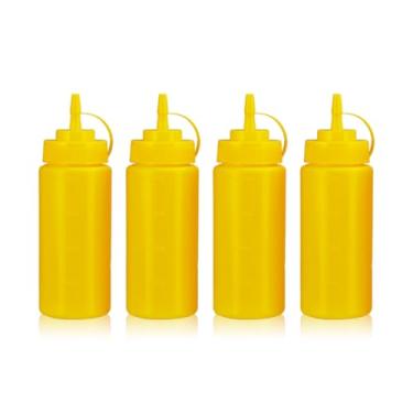 Imagem de WELKOR Garrafas de apertar para molhos, dispensador de condimentos à prova de vazamento, conjunto de garrafas de espremer de restaurante sem BPA com boca larga para ketchup, mostarda, xarope e molhos