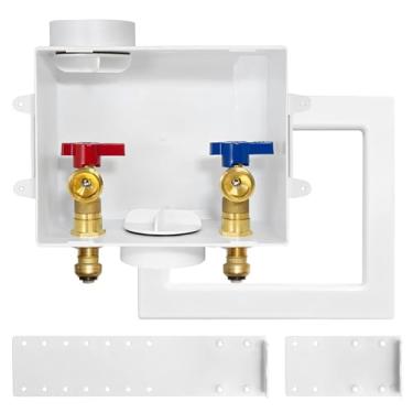 Imagem de Caixa de tomada da máquina de lavar (Laundry), entrada de encaixe de pressão de 1/2 polegada x conexão de saída MHT de 3/10.2 cm, dreno central/dreno lateral, regular