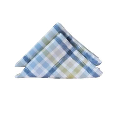 Imagem de Kit 10 Pçs Guardanapo 10 Lugares Piquenique 35x35cm Estampa Digital Tecido Microfibra Xadrez Azul