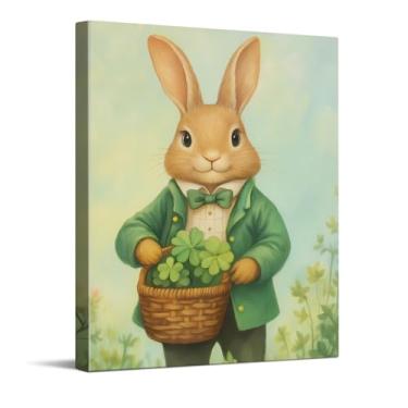 Imagem de Sláinte Three Pints of Stout Beer Art Print, St Patirck Day Canvas Wall Art, St Patirck Day Wall Decor for Home Bar Kitchen, Irish Blessing Gift, Wrapped Framed Green Poster 20.3x25.4 cm