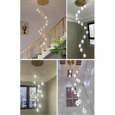 Imagem de Lustre de cristal chique - Ideal para vilas elegantes com pé-direito alto, lofts com escadas em espiral e residências sofisticadas (Titânio com 7 braços)