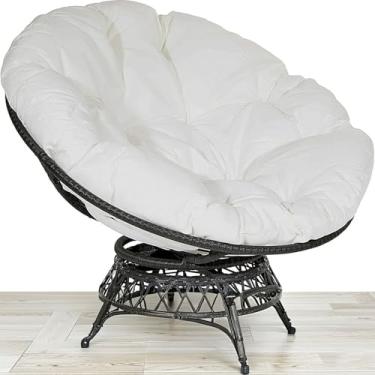Imagem de Almofada Papasan para cadeira Papasan ao ar livre, almofada de balanço macia espessa para pendurar cadeira Papasan, almofada confortável e durável para pátio, jardim, varanda e uso interno (branco, 90
