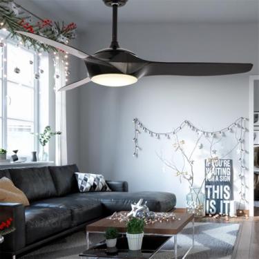 Imagem de Ventilador de teto LED contemporâneo com lâmpada, controle remoto, design moderno e elegante, ideal para sala de estar, restaurante, quarto, escritório e quarto infantil (Estilo 8)