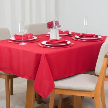 Imagem de Toalha de Mesa Natal, Oxford Maquinetado, 8 Lugares, 250x145cm, 100% Poliéster, Bainha (Vermelho)