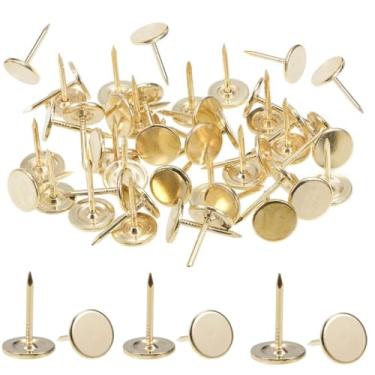 Imagem de 100 peças de tachas de polegar de estofamento para parede, tachas de madeira de 19/40.6 cm, tachas de estofamento decorativas para madeira, sofá, porta, caixa de joias (ouro)