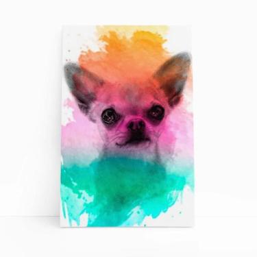 Imagem de Quadro Chihuahua Cachorro Colorido Aquarela Canvas 20X30Cm - Plimshop