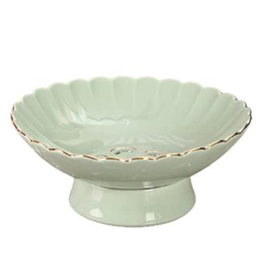 Imagem de Tigela de frutas, tigela de frutas de cerâmica, cesta de frutas com ralo para balcão de cozinha, suporte de armazenamento de frutas para frutas, legumes, pão, lanches, cesta de frutas para balcão de