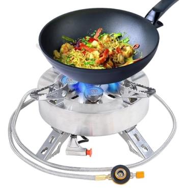 Imagem de Queimador de acampamento, forno pequeno para caminhadas, fogão dividido leve, equipamento de viagem ao ar livre para mochila, caminhada, tailgating e piquenique