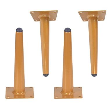Imagem de Conjunto de pernas afuniladas de metal douradas de 20 cm para armário de sofá, pernas de meio século com 4 pernas retas para sofá, armário, bar, mesa, cama