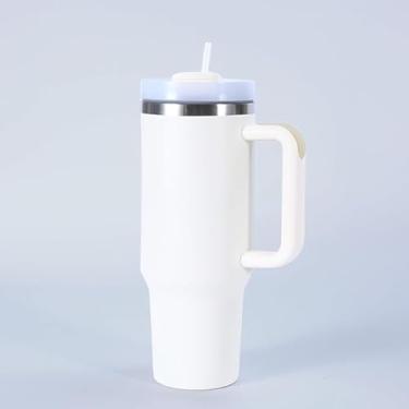 Imagem de Copo Térmico 1,2L Inox com Pegador em Borracha, Tampa Antivazamento e Canudo – Alta Durabilidade (BRANCO)