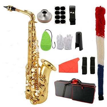 Imagem de Saxofone profissional com fivela dupla e fivela branca, kit para iniciantes e saxofone em latão plano E