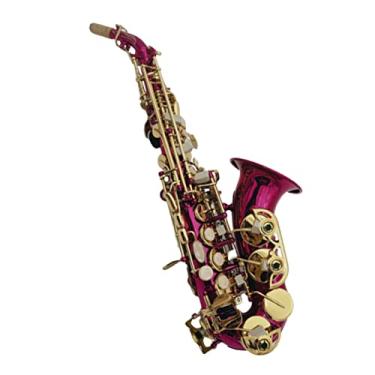 Imagem de Saxofone curvo pequeno B-Key Shell chaves latão instrumento musical profissional com estojo