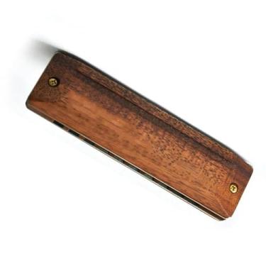 Imagem de Gaita profissional para tocar em jacarandá puro, 10 furos, chave C, gaita diatônica, blues, harpa, instrumento musical de grau profissional