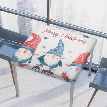 Imagem de hongjinglin Toalha de mesa quadrada para uso ao ar livre com borda elástica, toalha de mesa quadrada com gnomo limpável, decoração de Natal, para ambientes externos, ambientes internos, pátio, jantar