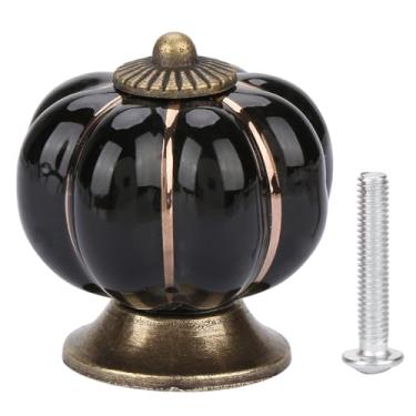Imagem de Puxadores de abóbora de cerâmica estilo europeu puxador adorável durável gaveta de armário decoração de móveis para quarto de crianças gaveta de armário banheiro cerâmica liga de (Preta)