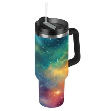 Imagem de SEHANY Copo Stars and Galaxy 1,134 g com tampa e canudo, aço inoxidável de vácuo duplo isolado garrafa de água esportiva suporte para copo de café de viagem à prova de vazamento para bebida gelada