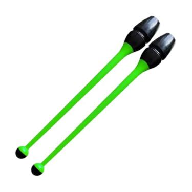 Imagem de Colaxi Conjunto de 2 bastões de ginástica artística para crianças e adultos, com 41 cm de comprimento, ideais para treinamento rítmico, Verde
