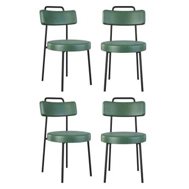 Imagem de Kit 04 Cadeiras Sala De Jantar Kobe Estofada Com Encosto Couríssimo Verde - Abmaza